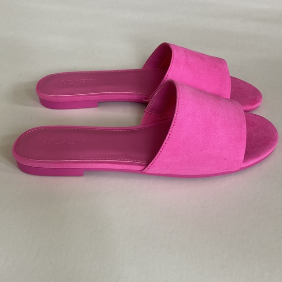 J. Crew Microsuede Single Strap Slide Sandals in Tulip - Picture 3 of 7
